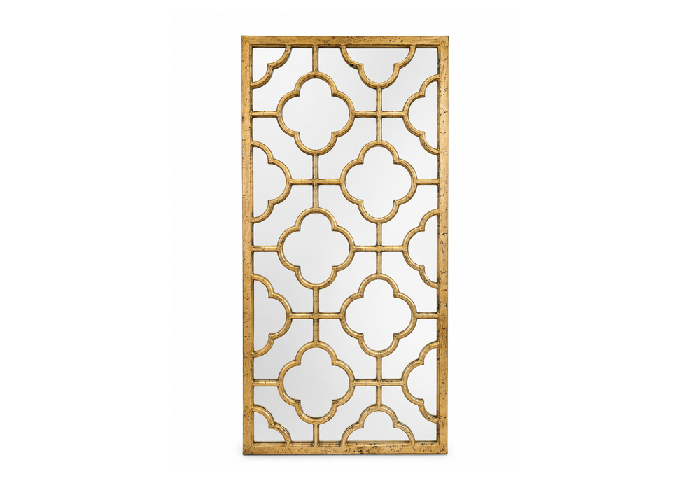 Antique Gold Quatrefoil Grille Mirror