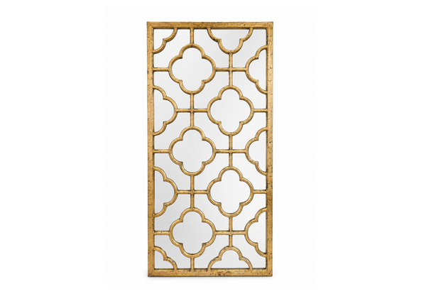 Antique Gold Quatrefoil Grille Mirror