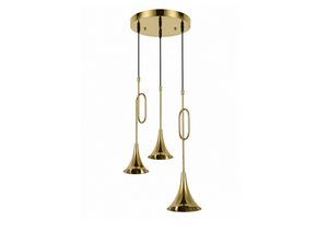 Polished Brass Trumpet Pendant Chandelier