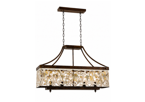 Rustic Distressed Scrollwork Chandelier