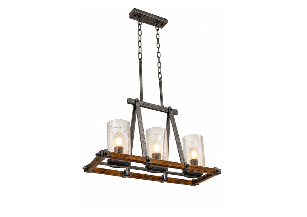 Rustic Industrial Four-Light Chandelier