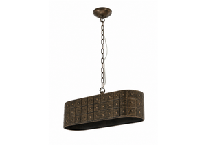 Rustic Bronze Grid Pendant Light