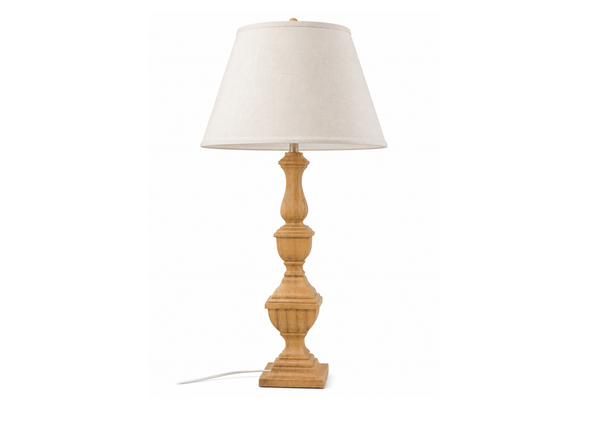 Classic Wooden Table Lamp on White Background
