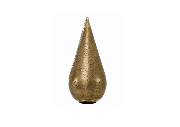 Perforated Brass Teardrop Pendant Lantern