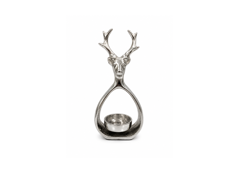 Silver Deer Candle Holder