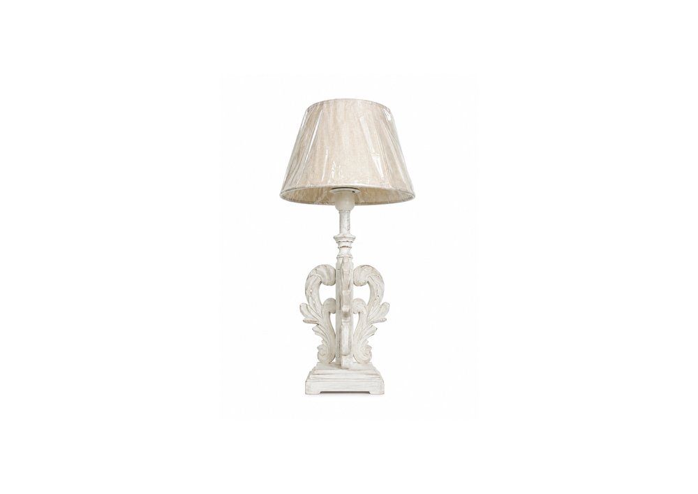 Vintage White Carved Table Lamp