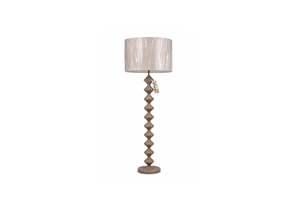 Retro Taupe Drum Shade Floor Lamp