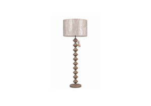 Retro Taupe Drum Shade Floor Lamp