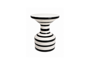 Glossy Black and White Ceramic Side Table