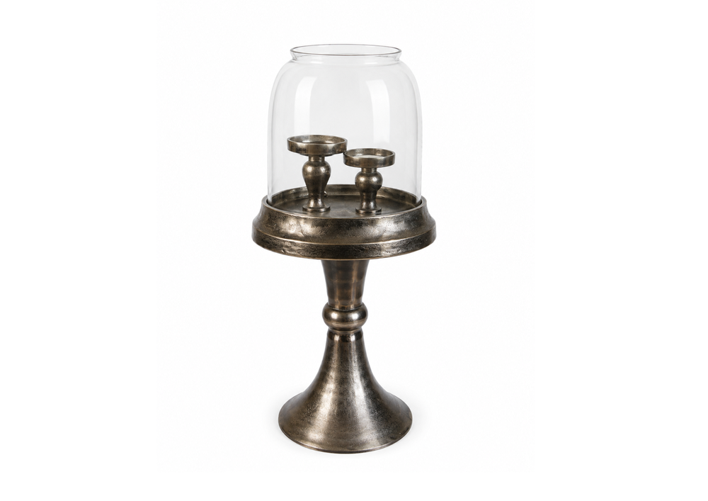 Vintage Candle Holder with Glass Dome