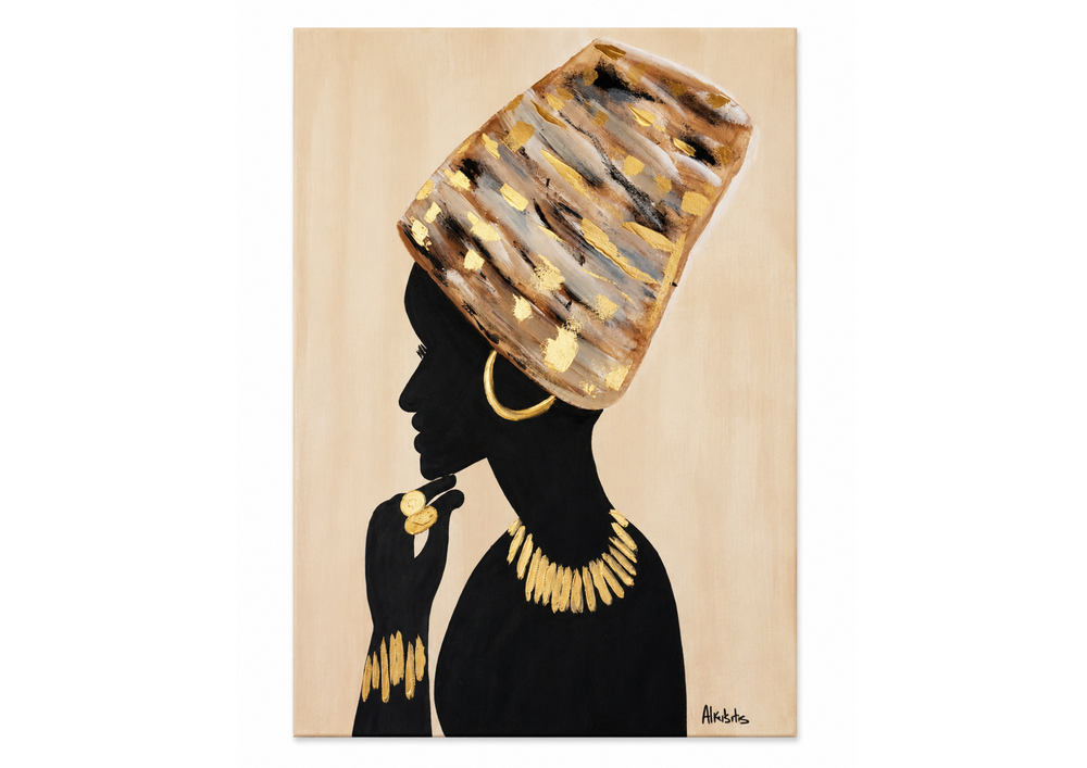 Elegant Black & Gold Portrait Canvas