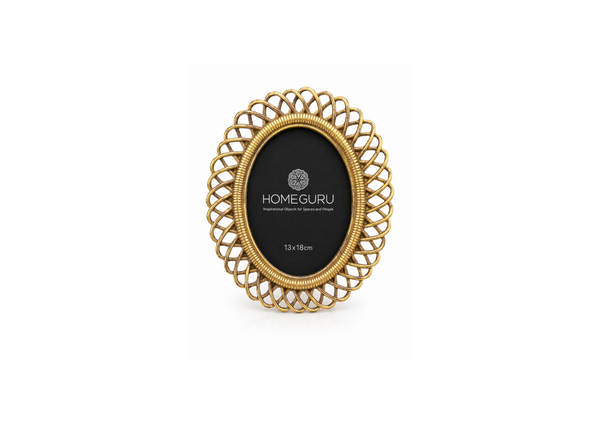 Ornate Gold Oval Frame with Branding