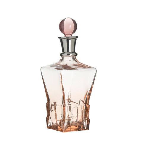 Glass Carafe with Metal, Pink - Inart