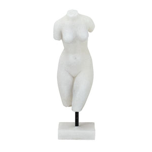White Resin Tabletop Ornament with Female Figure