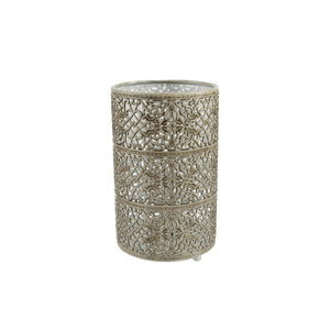 Art et Lumiere Metal Candle Holder Antique Silver-White