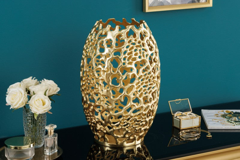 Abstract Leaf Gold Metal Table Vase 25×25×38 cm