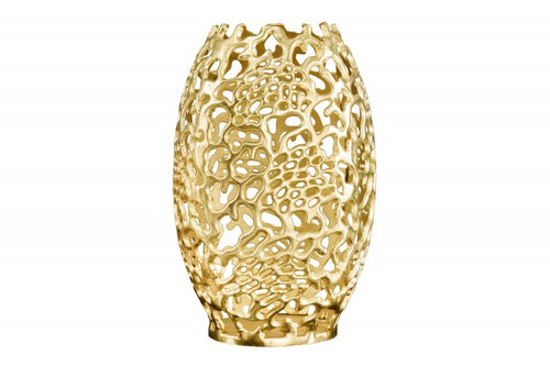 Abstract Leaf Gold Metal Table Vase 25×25×38 cm