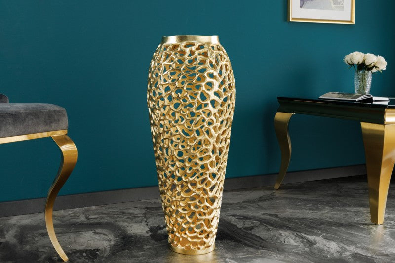 Abstract Leaf Gold Metal Floor Vase 34×34×92 cm