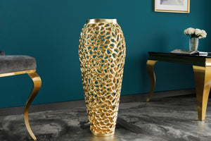 Abstract Leaf Gold Metal Floor Vase 34×34×92 cm