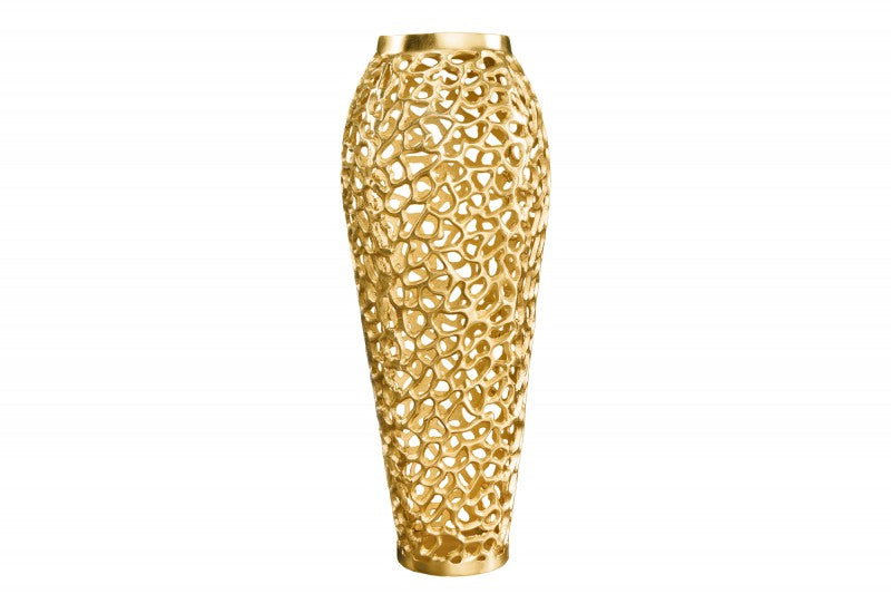 Abstract Leaf Gold Metal Floor Vase 34×34×92 cm