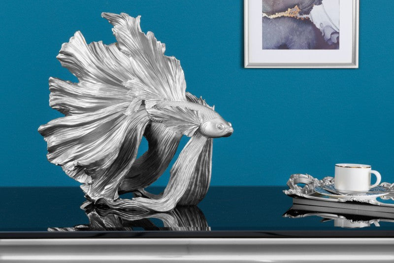 Fisch Silver Synthetic Table Decorative Fish Figurine 32×13×36 cm