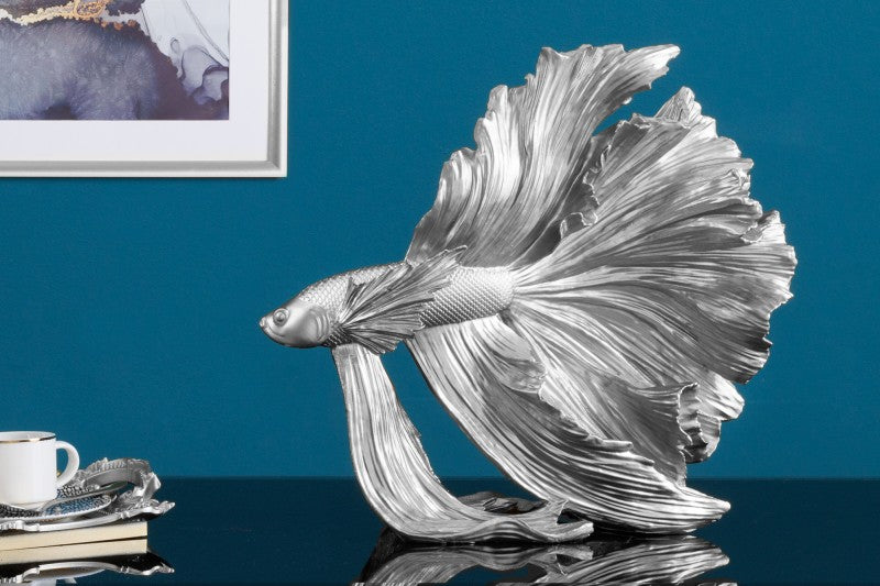 Fisch Silver Synthetic Table Decorative Fish Figurine 32×13×36 cm