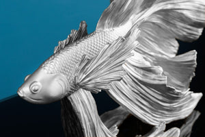 Fisch Silver Synthetic Table Decorative Fish Figurine 32×13×36 cm