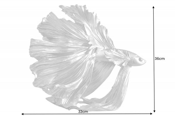 Fisch Silver Synthetic Table Decorative Fish Figurine 32×13×36 cm