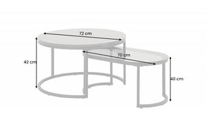Elegance Black Wood Marble Effect Coffee Table (Set of 2) 72×72×42 cm & 70×34×40 cm