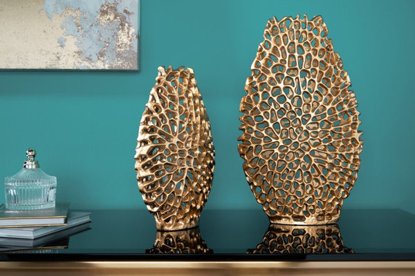 Leaf Gold Metal Table Vase Set of 2 Pieces 24×10×40 cm