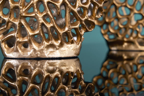 Leaf Gold Metal Table Vase Set of 2 Pieces 24×10×40 cm