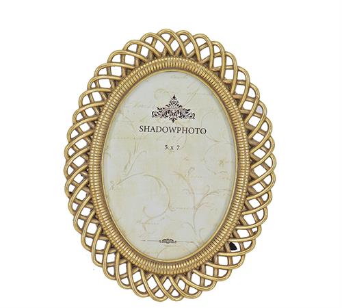 Oval photo frame polyresin gold