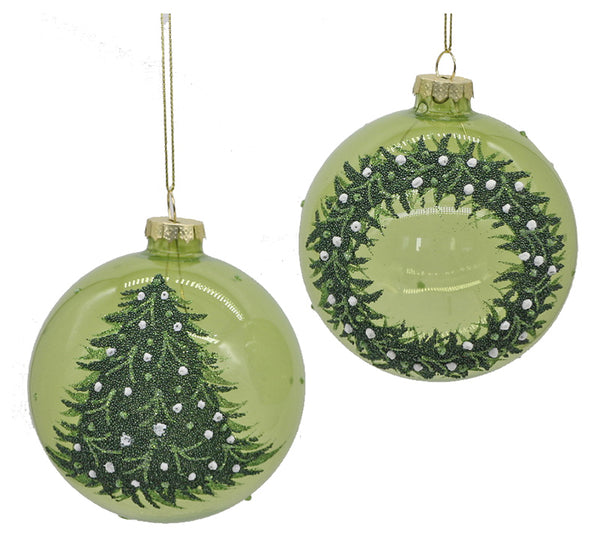 Glass ball wreath & fir tree