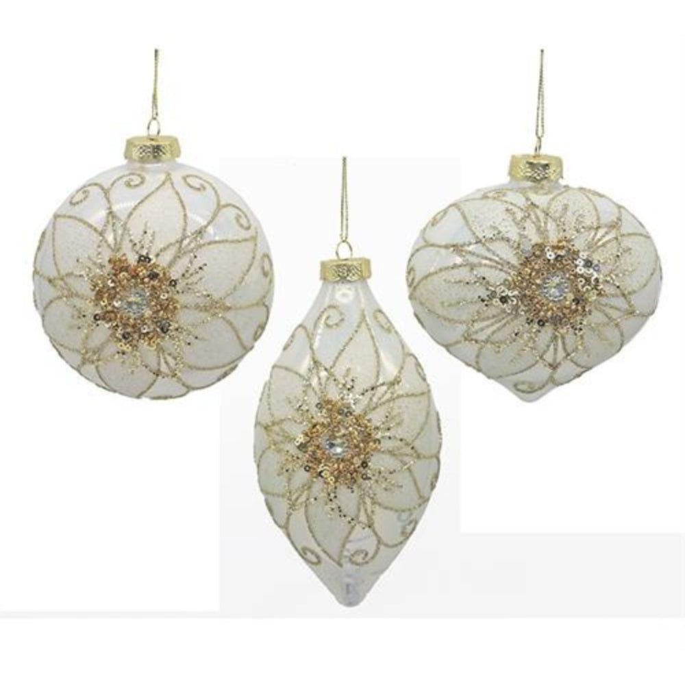 Glass ornaments 3 shapes alexandrine