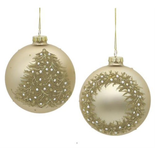 Glass ball wreath & fir tree